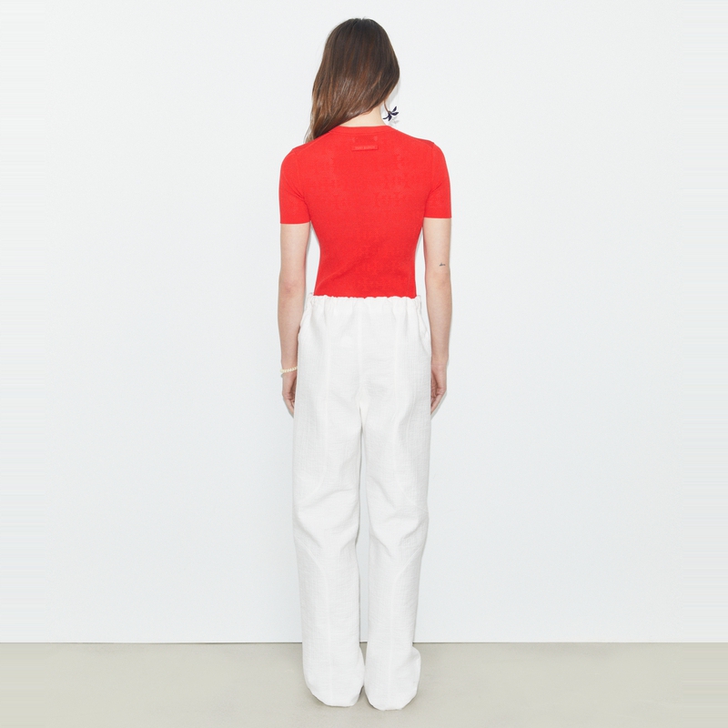 【季末礼遇】TORY BURCH 汤丽柏琦 T MONOGRAM 提花编织T恤168853 - 图2