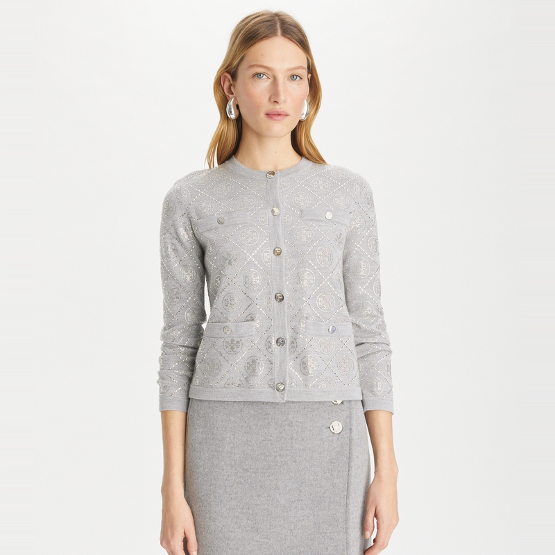 【季末礼遇】TORY BURCH 汤丽柏琦 T MONOGRAM 纽扣开衫 162462 - 图1