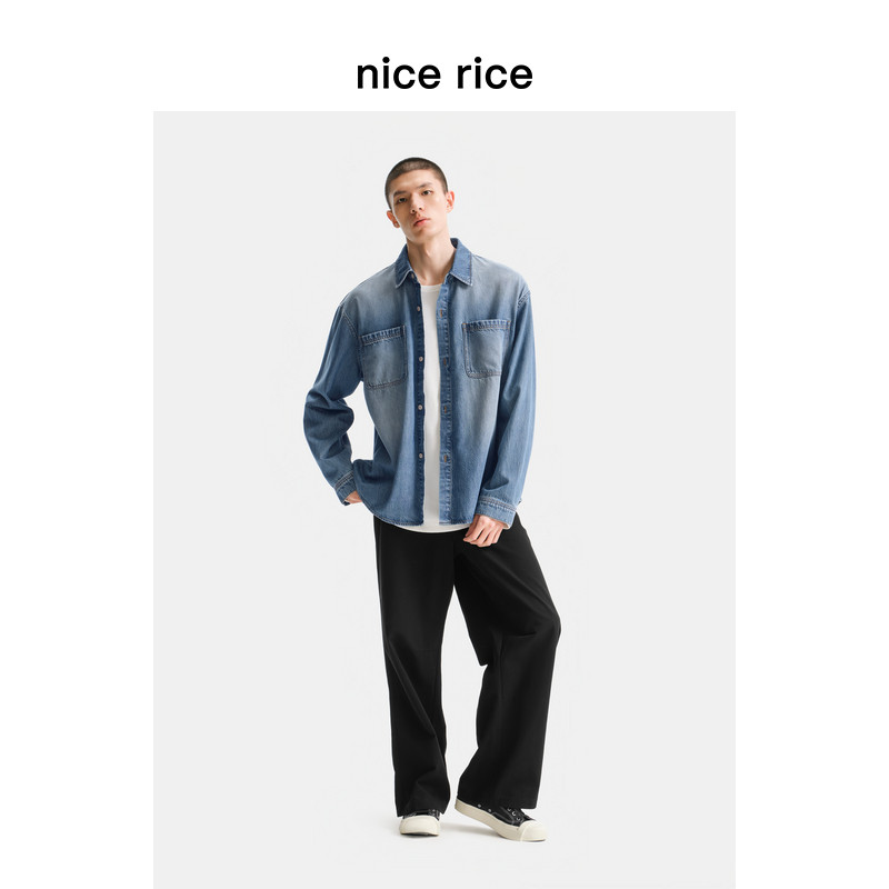 nice rice好饭 25秋季新品全棉膝褶宽松直筒男士休闲裤NHQ11085,淘宝优惠券,粉丝福利购,淘宝优惠卷