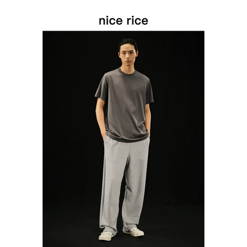 nice rice好饭 r.系列240G匹马棉休闲罗纹圆领短袖T恤男NGC02073 - 图0