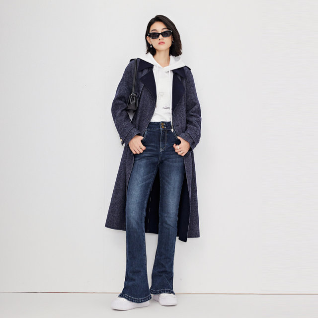 Women's mid-length woolen coat
