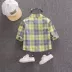 1-3 tuổi 4 bé trai áo dài tay cotton quần áo trẻ em áo khoác trẻ em áo sơ mi kẻ sọc trẻ em mùa thu - Áo sơ mi thời trang bé trai Áo sơ mi