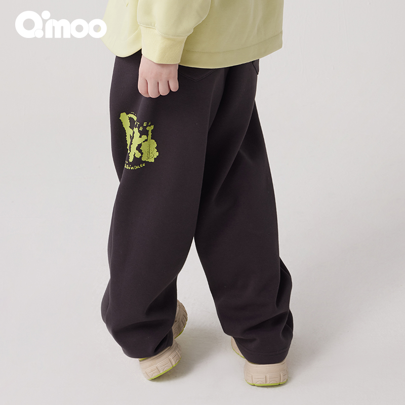 Qimoo/淇木24冬季新款童装男童套装设计运动感加绒卫裤QCL4KP217B