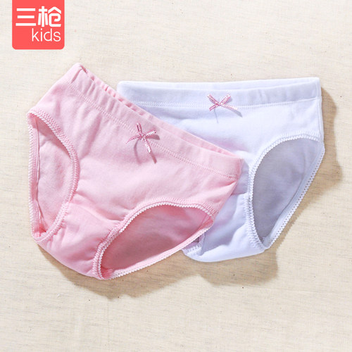 4条三枪儿童纯100%棉女童可爱三角纯色考级全优棉白色舞蹈A类内裤 - 图2