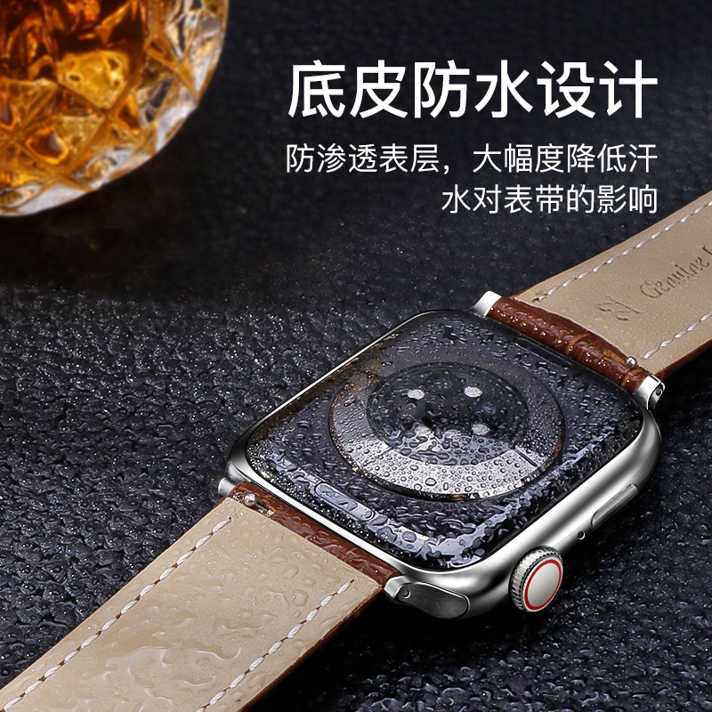 适用iwatch表带s9真皮applewatch8表带ultra2苹果手表se表带9代8/7/6/5/4创意45mm44/41男女40蝴蝶扣s7个性s8 - 图2