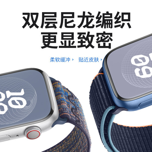 适用iwatch表带尼龙s9回环se苹果手表表带applewatch表带ulta2新款9代8/7/6/5男女49mm45/41/44秋冬s8运动s76-图1