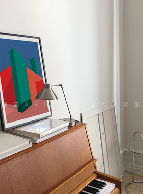现代极简包豪斯撞色几何建筑装饰画海报画里芯poster未装裱挂画