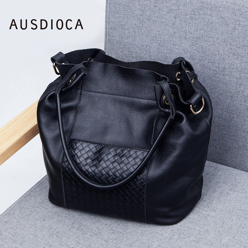 女包大容量托特包软皮水桶包女2025新款时尚单肩斜挎包真皮手提包 - 图1