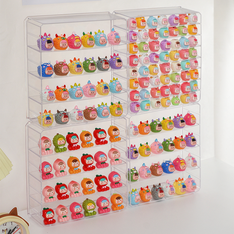 可爱萌粒收纳盒立牌小人牌展示盒透明公仔小摆件积木展示收纳盒子,淘宝优惠券,粉丝福利购,淘宝优惠卷