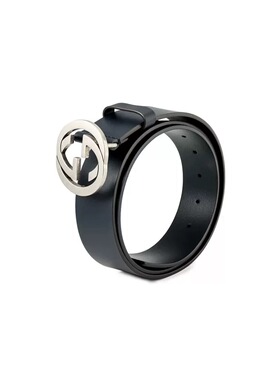 GUCCI古驰 互扣式双G扣 黑色 宽3.5cm