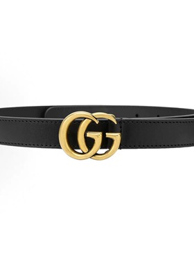 GUCCI古驰 金扣双G腰带 女款 黑色 宽2cm