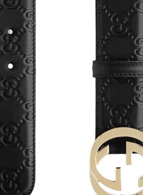 GUCCI古驰 平滑扣 牛皮 腰带 男款 黑色 宽3.7cm