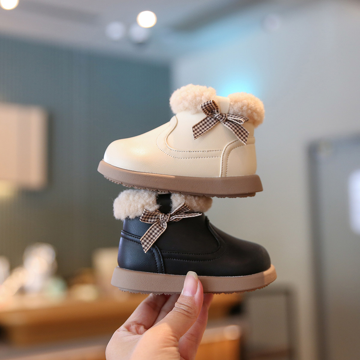 小步点女宝冬鞋软底婴儿鞋子宝宝学步鞋加绒棉鞋毛毛鞋女童雪地靴,淘宝优惠券,粉丝福利购,淘宝优惠卷