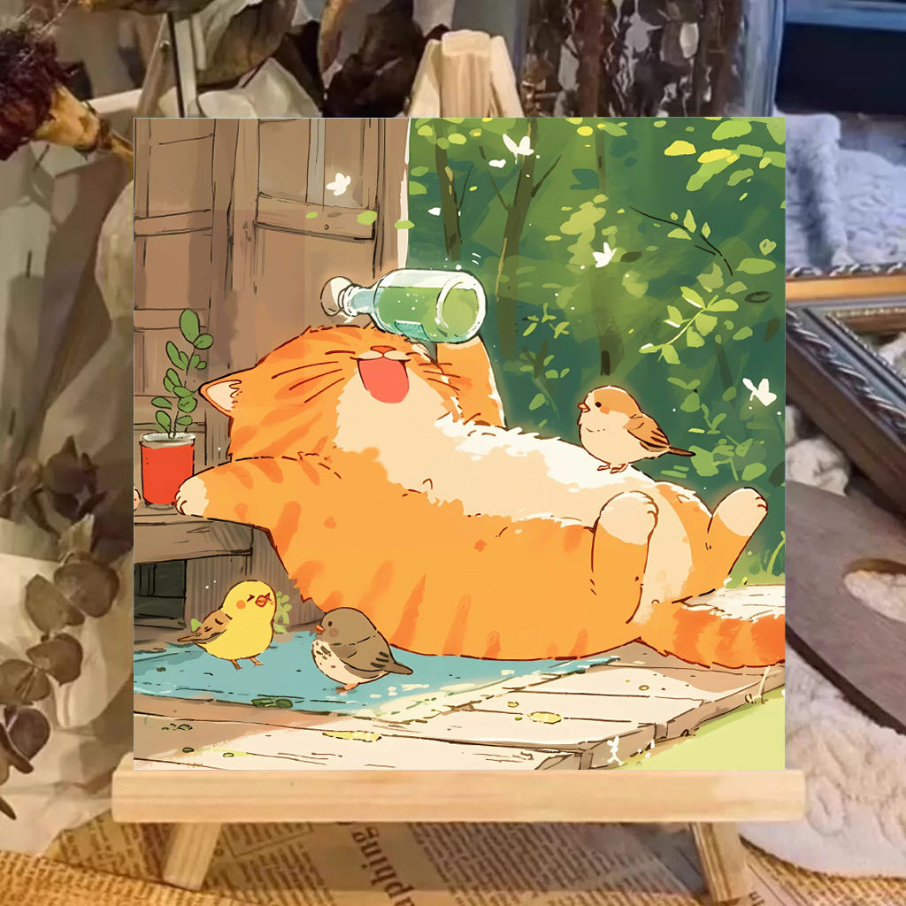 日系卡通猫咪向日葵DIY数字油画儿童手工简单装饰画可爱猫咪挂画,淘宝优惠券,粉丝福利购,淘宝优惠卷
