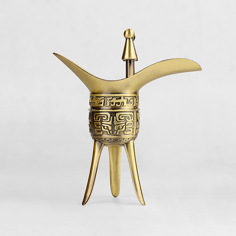 酒爵仿古青铜器皿具三足鼎杯进爵商务礼品酒柜装饰摆件