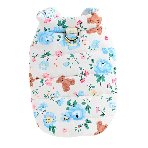 Флоренная одежда для домашних животных кошачья одежда собачья одежда осень и зимняя маленькая собака бишон медведь плюшевый хлопковый жилет с тягой