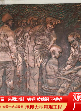 锻铜浮雕壁画中医院文化墙紫铜装饰纯铜雕刻玻璃钢仿铜浮雕