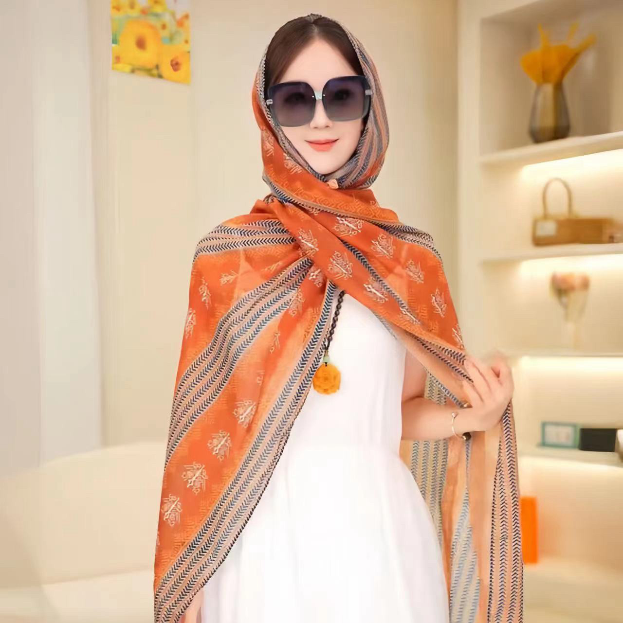 新款夏季度假民族风沙漠西北新疆沙滩草原新中式薄款旅游防晒披肩,淘宝优惠券,粉丝福利购,淘宝优惠卷