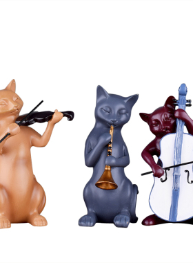 优选欧式三只猫奏乐摆件q套装 美式家居饰品装饰摆设 创意生日礼