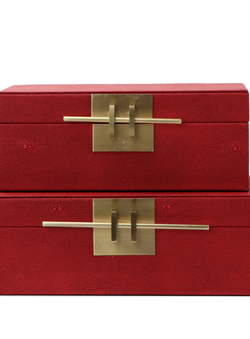 优选新中式首饰收纳盒现代t家居红色装饰盒子样板房间酒柜软装饰