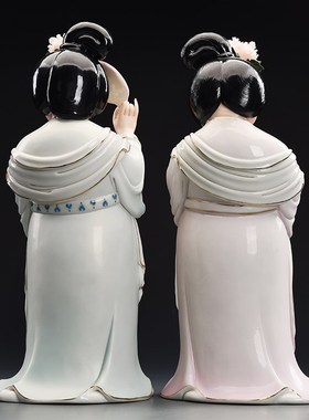 优选禅心新中式唐韵仕女陶瓷人物摆件中H国风古典美女家居客厅博