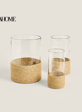 优选 欧式简约玻璃和y黄麻灯笼家居桌面装饰摆件 46331436