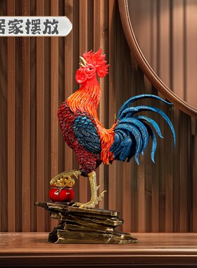 优选黄铜打l鸣公鸡摆件大吉大利新中式酒柜玄关店铺装饰开业