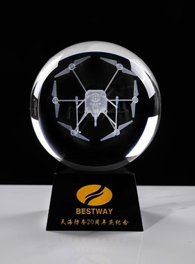 精选定制b水晶3D内雕无人机飞机模型摆件航空收藏纪念品比赛奖杯
