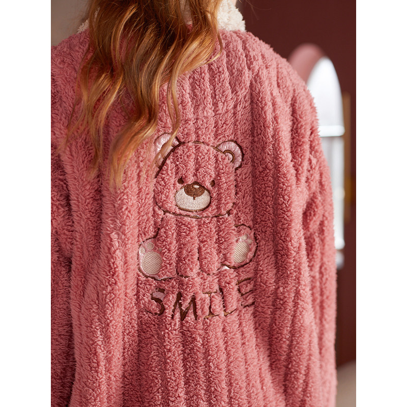 芬腾秋冬季开衫北极绒珊瑚绒睡衣 芬腾outlets店睡衣/家居服套装