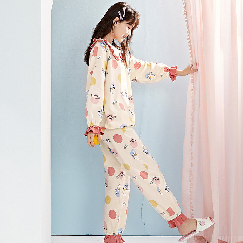 芬腾春秋长袖纯棉开衫韩版可爱睡衣 芬腾outlets店睡衣/家居服套装