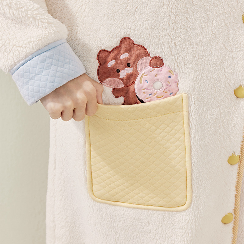 芬腾睡袍女士秋冬季珊瑚绒保暖居家布朗熊睡衣中长款加绒加厚浴袍,淘宝优惠券,粉丝福利购,淘宝优惠卷