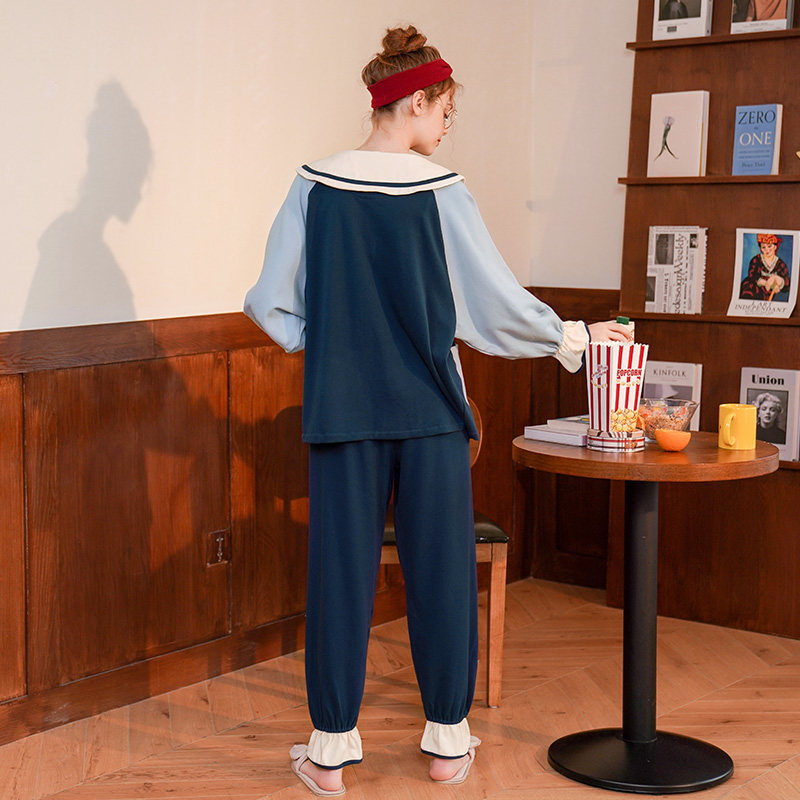 芬腾春秋季长袖纯棉宽松韩版睡衣 芬腾outlets店睡衣/家居服套装