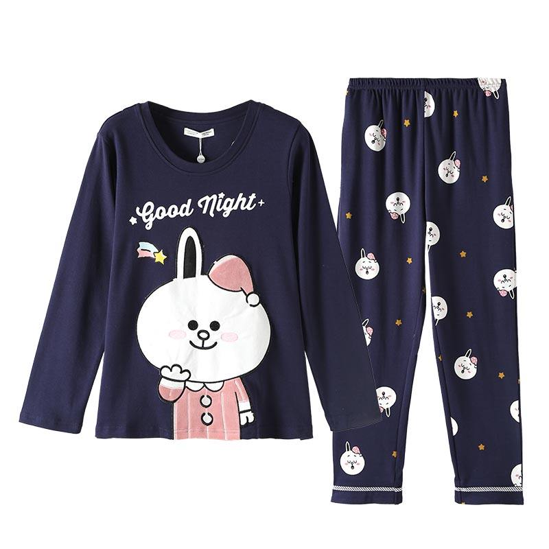 芬腾长袖纯棉韩版可爱春秋宽松睡衣 芬腾outlets店睡衣/家居服套装