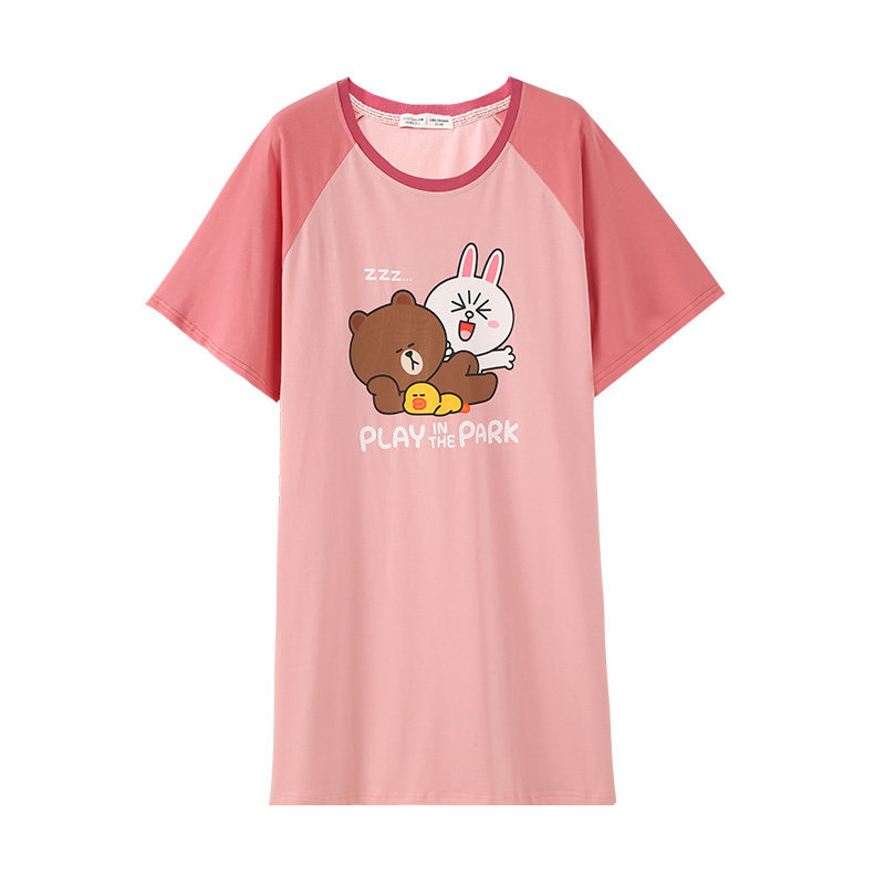 芬腾韩国布朗熊夏季短袖睡裙连衣裙 芬腾outlets店睡裙