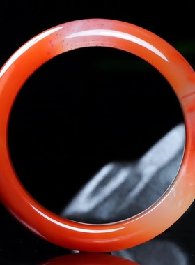 南红天然红玛瑙手镯加宽女正品镯款少女版红色送真加厚