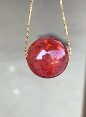 瓦西料18k火焰锁骨珠 玫瑰红飘火焰 肉质细腻光滑