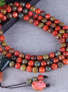 南红玛瑙【黄皮包浆·弥勒佛头珠链】 满肉满色佛珠毛衣链女款