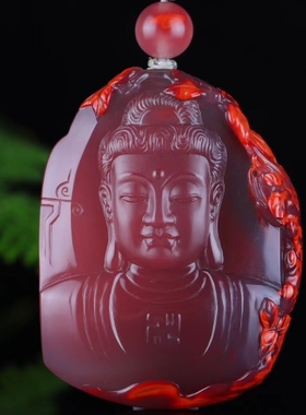 天然南红玛瑙观音文殊菩萨吊坠宝宝佛挂件俏色冰飘苏工雕件项链