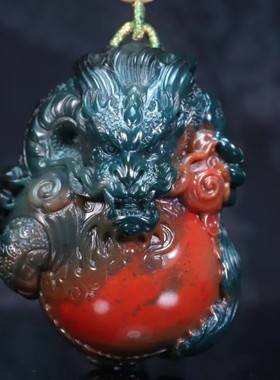 凉山南红锦红包浆财神爷吊坠手把件土地公财首菩萨财帛星君挂件男