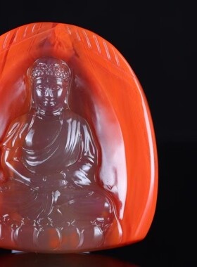天然南红玛瑙大日如来佛弥勒佛观音吊坠柿子红火焰红本命佛挂件