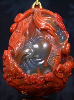 南红玛瑙财神爷吊坠柿子红包浆料原矿无胶无裂九口料玻璃水晶半宝