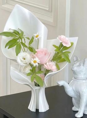 轻奢花瓶摆件客厅家居装饰布置高级感3D打印插花束送生日礼物新款