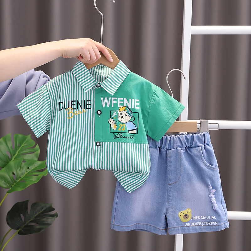 男童夏季套装宝宝夏装1一2-3-4岁男孩夏天衣服儿童衬衫短袖两件套-图0