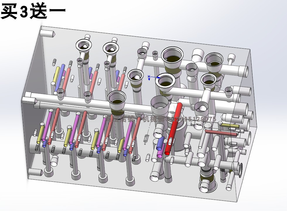 液压阀块样例内部结构solidworks二维三维模型油路集成块阀块设计