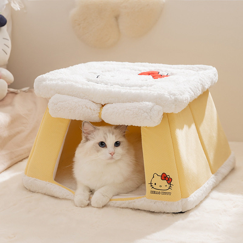 【新品】冬季联名款猫咪加热窝卷帘封闭式猫屋中小型宠物狗窝猫窝,淘宝优惠券,粉丝福利购,淘宝优惠卷