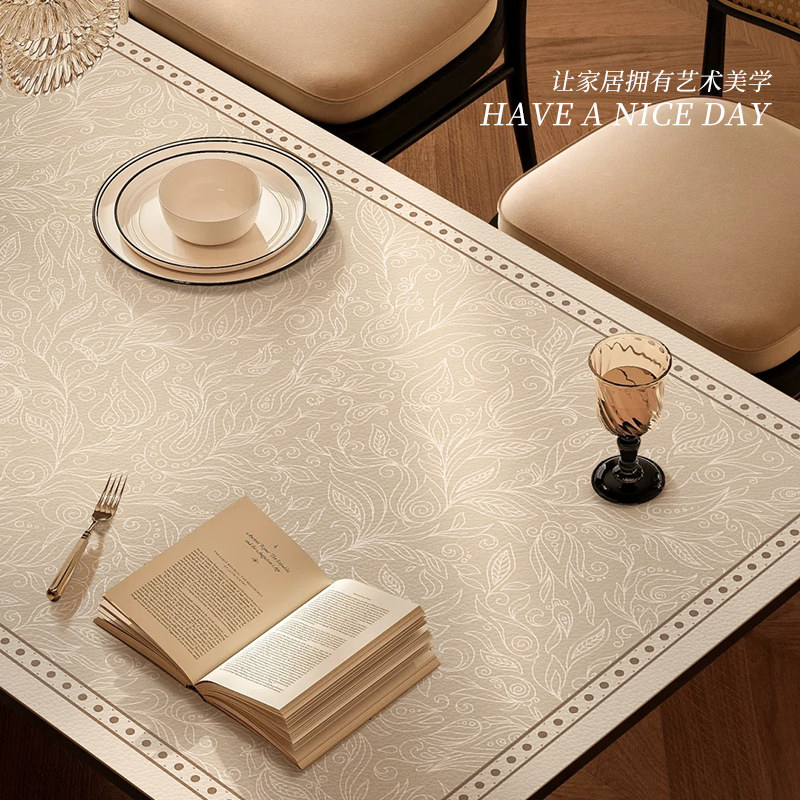 法式复古高级感中古风桌布餐桌垫皮革免洗防水防油防烫台面保护垫,淘宝优惠券,粉丝福利购,淘宝优惠卷
