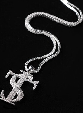 GB帅嘻哈风满钻吊坠STK同款项链