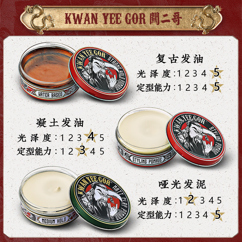 关二哥凝土水基男士定型油头膏发蜡 kwanyeegor头发造型