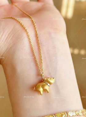 意大利手工拉丝吉祥小猪绕线精致小巧项链轻奢高级感气质项链