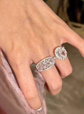 精工璀璨粉钻微镶锆石戒奢华